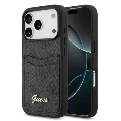 Guess Iphone 17 Pro Case With Card Slot And Stylish Metal Logo - Black